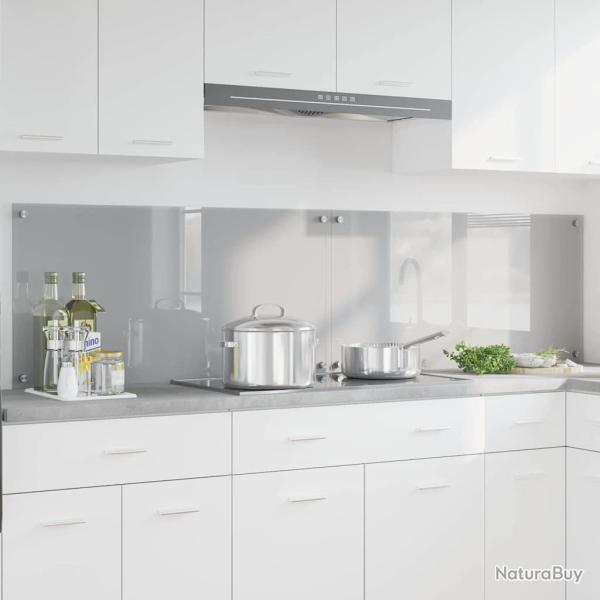 Cr�dence de cuisine 2 pcs Gris clair 100 x 50 cm verre tremp�