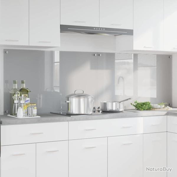 Cr�dence de cuisine 2 pcs Gris clair 100 x 60 cm verre tremp�