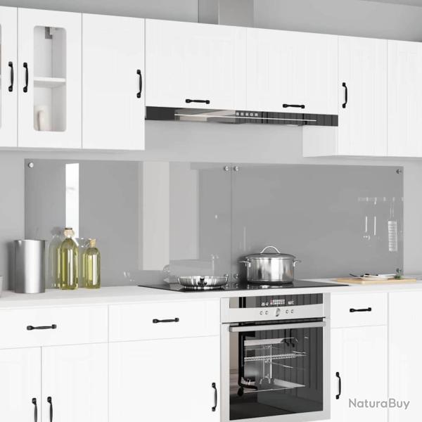 Cr�dence de cuisine 2 pcs Gris clair 110 x 60 cm verre tremp�
