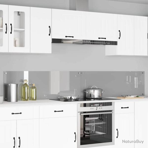 Cr�dence de cuisine 2 pcs Gris clair 120 x 40 cm verre tremp�
