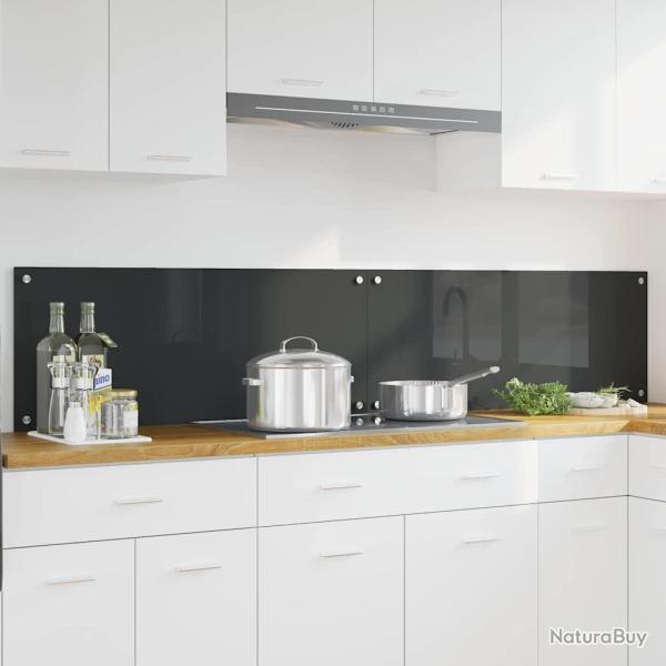 Cr�dence de cuisine 2 pcs Gris fonc� 100 x 40 cm verre tremp�