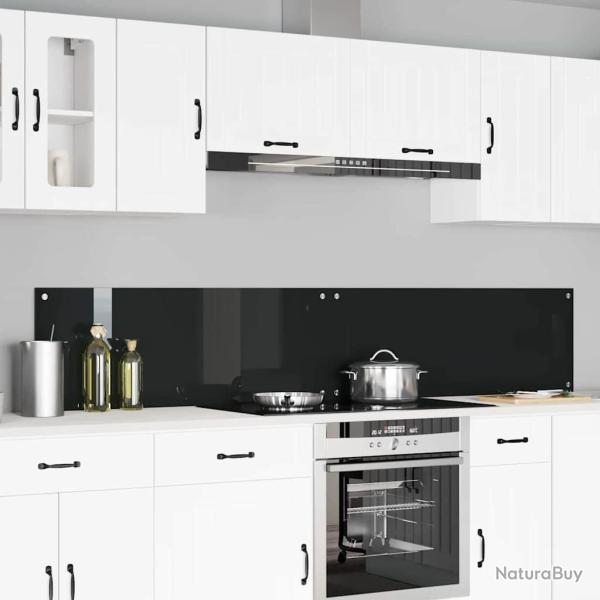 Cr�dence de cuisine 2 pcs Noir 110 x 40 cm verre tremp�