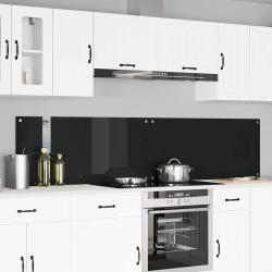 Cr&eacute;dence de cuisine 2 pcs Noir 110 x 50 cm verre tremp&eacute;
