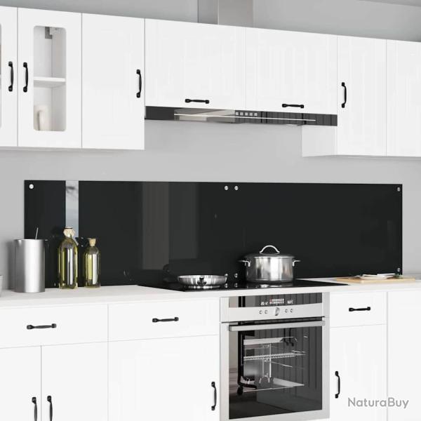 Cr�dence de cuisine 2 pcs Noir 110 x 50 cm verre tremp�