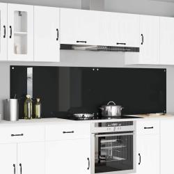 Cr&eacute;dence de cuisine 2 pcs Noir 110 x 60 cm verre tremp&eacute;