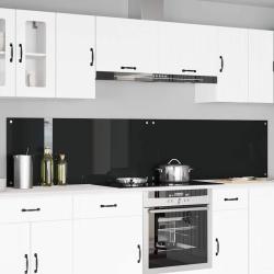Cr&eacute;dence de cuisine 2 pcs Noir 120 x 50 cm verre tremp&eacute;