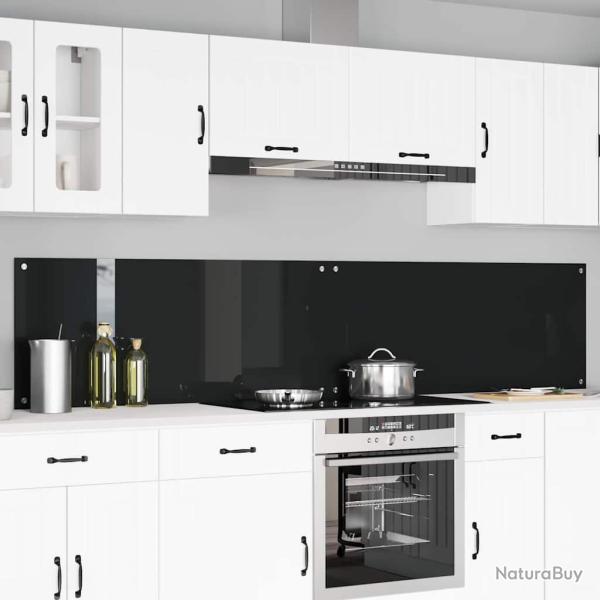 Cr�dence de cuisine 2 pcs Noir 120 x 50 cm verre tremp�