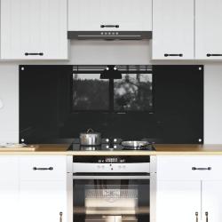 Cr&eacute;dence de cuisine 2 pcs Noir 70 x 60 cm verre tremp&eacute;