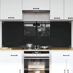 Cr&eacute;dence de cuisine 2 pcs Noir 80 x 60 cm verre tremp&eacute;