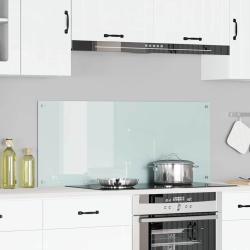 Cr&eacute;dence de cuisine Blanc 120 x 50 cm verre tremp&eacute;