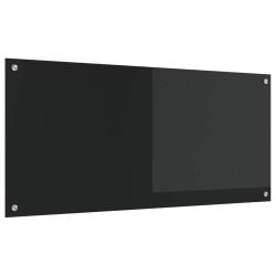 Cr&eacute;dence de cuisine Noir 110 x 50 cm verre tremp&eacute;