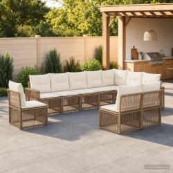 Ensemble de canap&eacute; de 10 pcs Beige et blanc cr&egrave;me