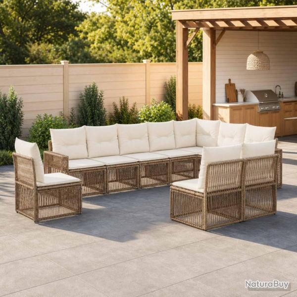 Ensemble de canap� de 10 pcs Beige et blanc cr�me