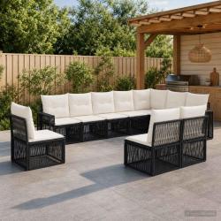 Ensemble de canap&eacute; de 10 pcs Noir et blanc cr&egrave;me