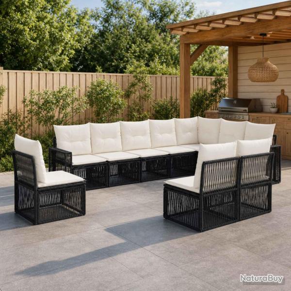 Ensemble de canap� de 10 pcs Noir et blanc cr�me