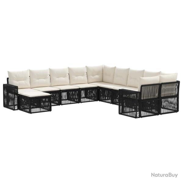 Ensemble de canap� de 11 pcs Noir et blanc cr�me