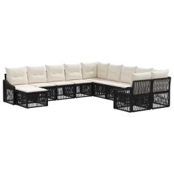 Ensemble de canap&eacute; de 11 pcs Noir polyrotin