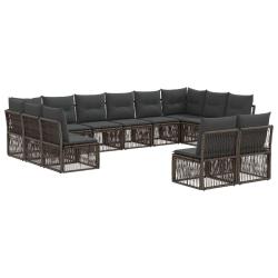Ensemble de canap&eacute; de 12 pcs Gris polyrotin