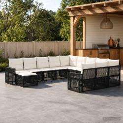 Ensemble de canap&eacute; de 12 pcs Noir et blanc cr&egrave;me