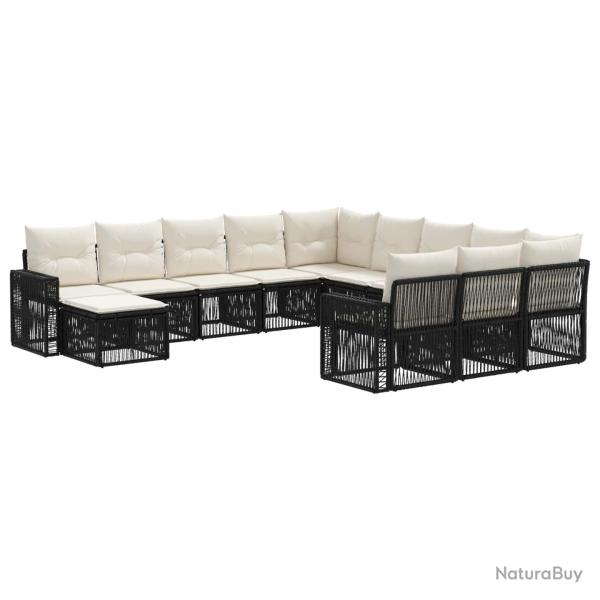 Ensemble de canap� de 12 pcs Noir et blanc cr�me