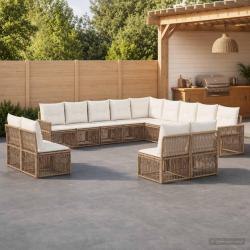 Ensemble de canap&eacute; de 13 pcs Beige et blanc cr&egrave;me