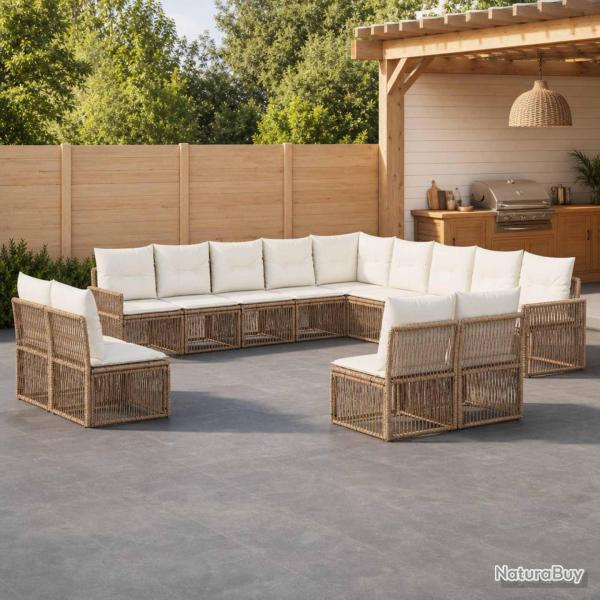 Ensemble de canap� de 13 pcs Beige et blanc cr�me