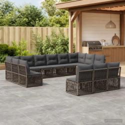 Ensemble de canap&eacute; de 13 pcs Gris polyrotin