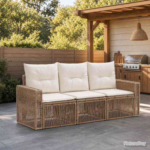 Ensemble de canap� de 3 pcs Beige et blanc cr�me