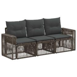 Ensemble de canap&eacute; de 3 pcs Gris et Gris fonc&eacute; polyrotin