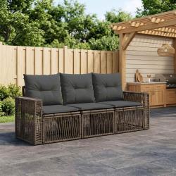 Ensemble de canap&eacute; de 3 pcs Gris et Gris fonc&eacute; polyrotin