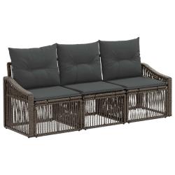 Ensemble de canap&eacute; de 3 pcs Gris polyrotin