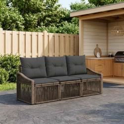 Ensemble de canap&eacute; de 3 pcs Gris polyrotin