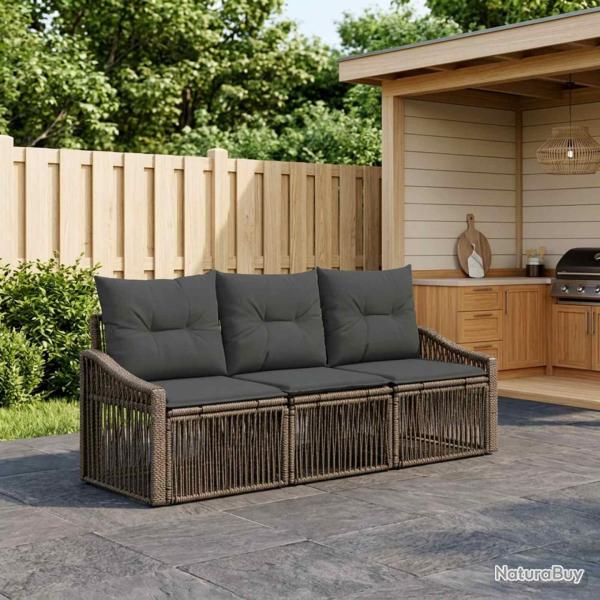 Ensemble de canap� de 3 pcs Gris polyrotin