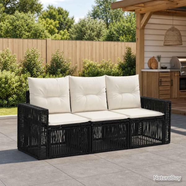 Ensemble de canap� de 3 pcs Noir et blanc cr�me
