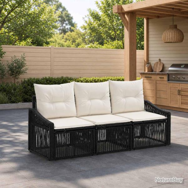 Ensemble de canap� de 3 pcs Noir polyrotin