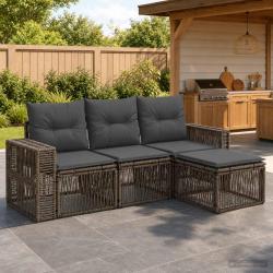Ensemble de canap&eacute; de 4 pcs Gris et Gris fonc&eacute; polyrotin