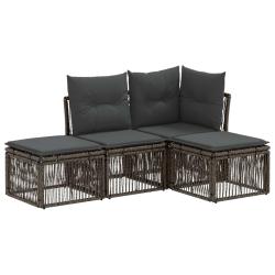 Ensemble de canap&eacute; de 4 pcs Gris polyrotin