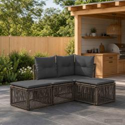 Ensemble de canap&eacute; de 4 pcs Gris polyrotin
