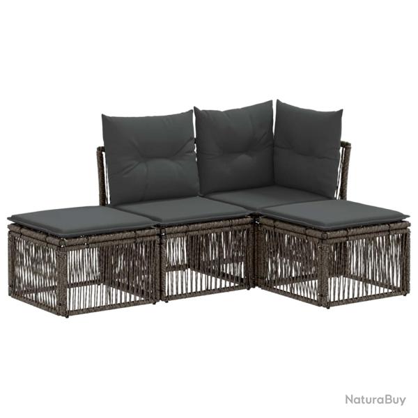 Ensemble de canap� de 4 pcs Gris polyrotin