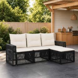 Ensemble de canap&eacute; de 4 pcs Noir et blanc cr&egrave;me
