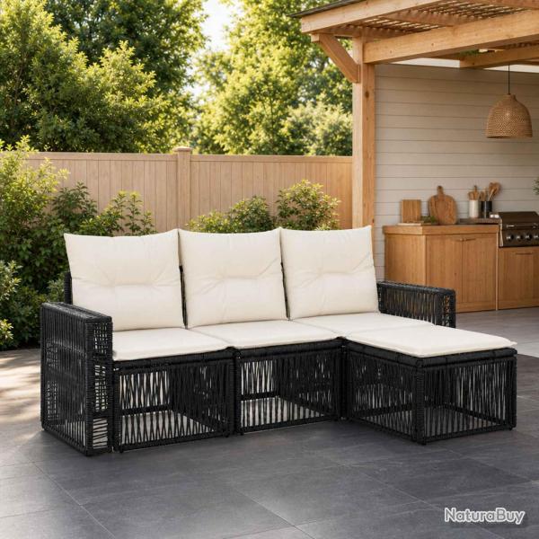 Ensemble de canap� de 4 pcs Noir et blanc cr�me