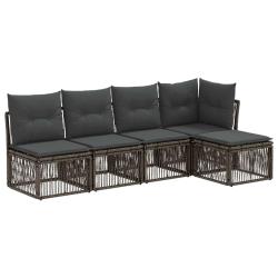 Ensemble de canap&eacute; de 5 pcs Gris polyrotin