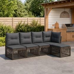 Ensemble de canap&eacute; de 5 pcs Gris polyrotin