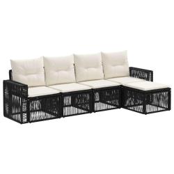 Ensemble de canap&eacute; de 5 pcs Noir et blanc cr&egrave;me