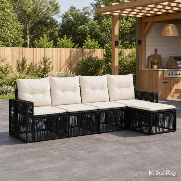 Ensemble de canap� de 5 pcs Noir et blanc cr�me
