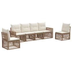 Ensemble de canap&eacute; de 6 pcs Beige et blanc cr&egrave;me