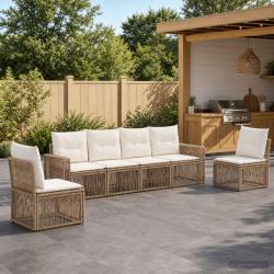 Ensemble de canap&eacute; de 6 pcs Beige et blanc cr&egrave;me