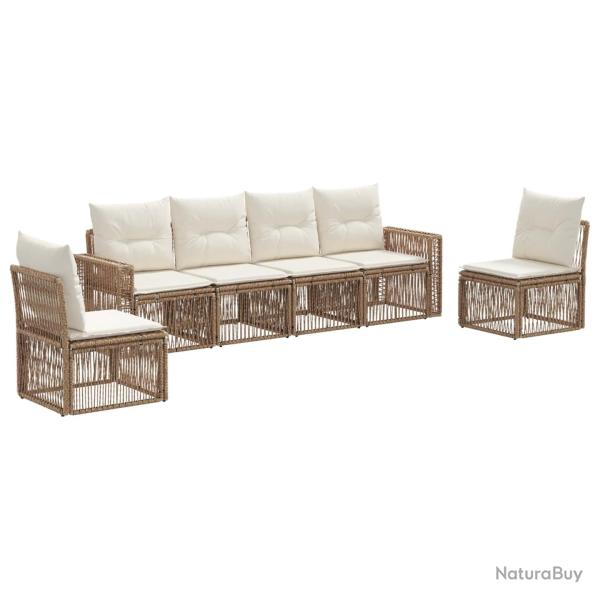 Ensemble de canap� de 6 pcs Beige et blanc cr�me