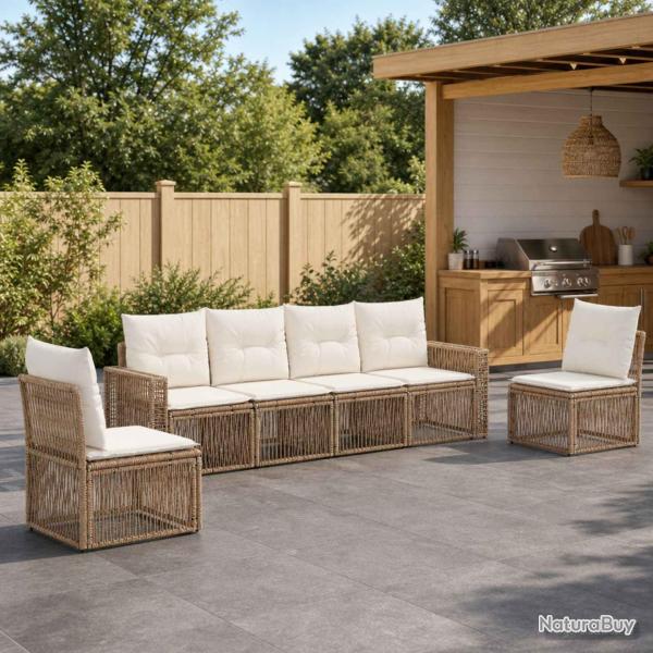 Ensemble de canap� de 6 pcs Beige et blanc cr�me