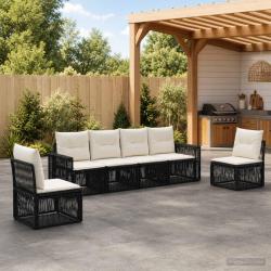 Ensemble de canap&eacute; de 6 pcs Noir et blanc cr&egrave;me